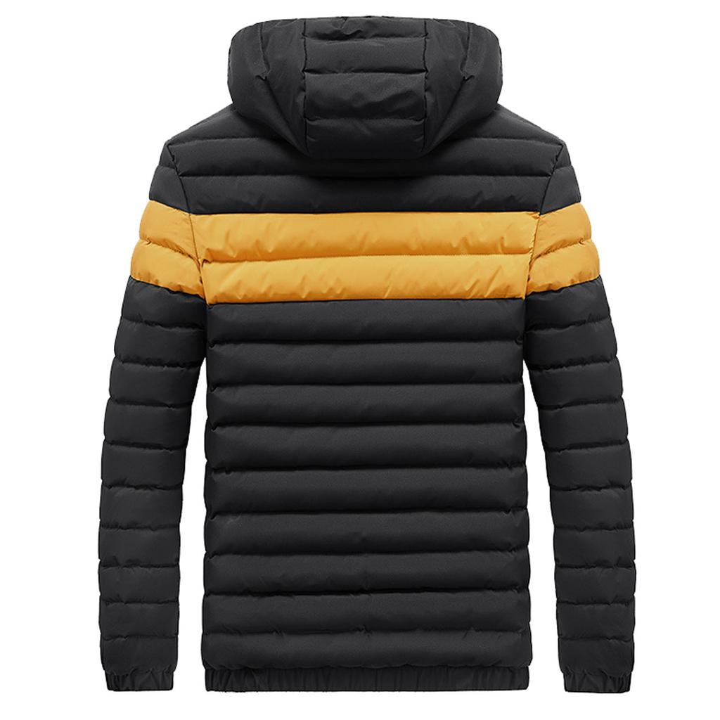Men Winter Warm Hooded Patchwork Soft for Windproof Soft Coat  Jacket