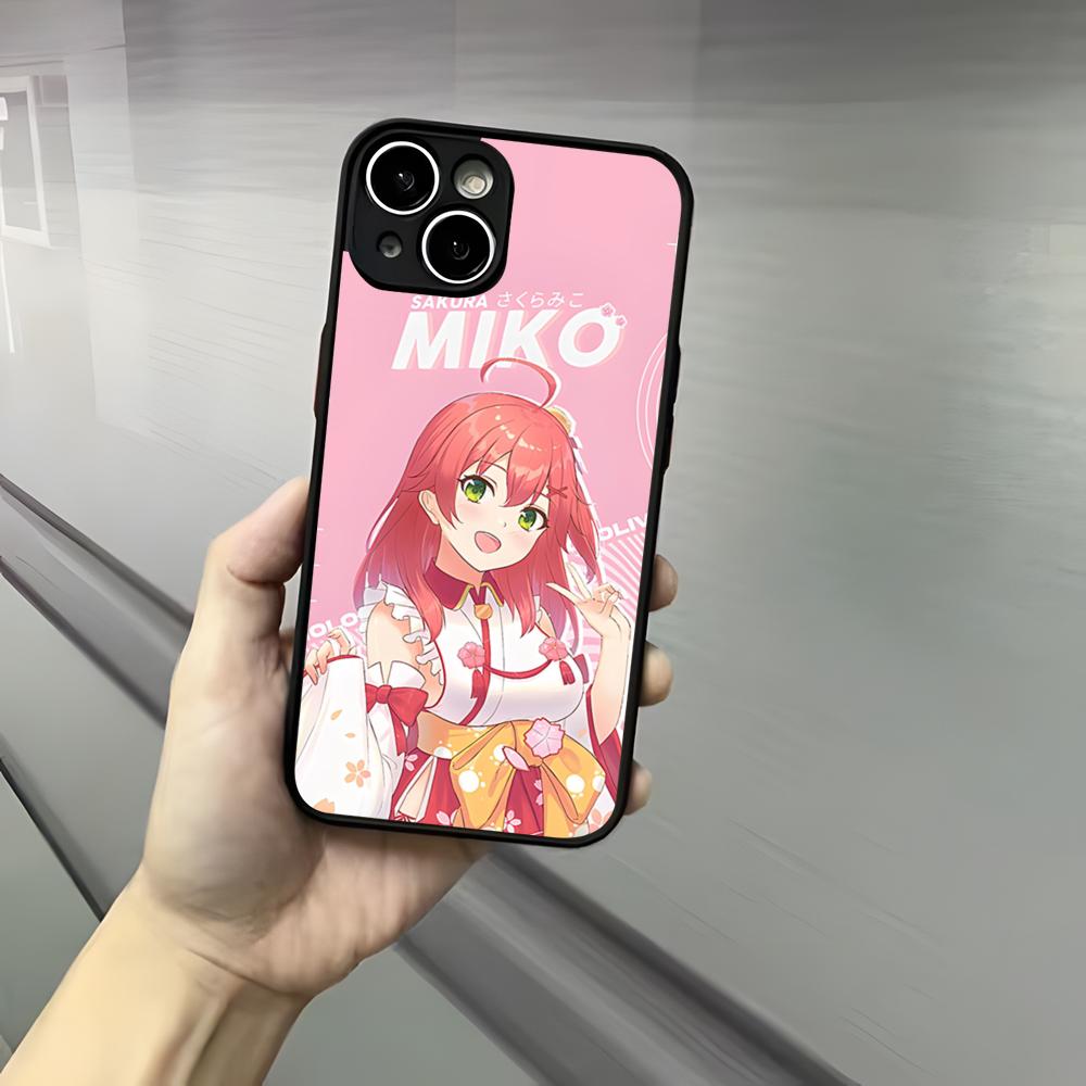 Pink S-Sakura M-Miko Phone Case For Iphone 17 16 15 14 13 12 Pro Max Xr Air Plus Skin Feel Black Hard Shell Cover