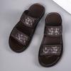 Men Black Leather Slippers Flats Summer Brown Sandals Outdoor White Wide Head Beach Shoes for Father Over Sized 46 47 48