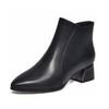 Leather Boots Women's Autumn and Winter Ankle Boots Pointed Head Thick Heel Temperament Short Boots Simple Cowhide Medium Heel Women's Fashion Boots