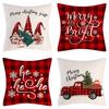 Christmas Truck With Letter Pattern Throw Pillow Cover With Short Plush Print For Living Room Sofa Decoration Cushion Cover