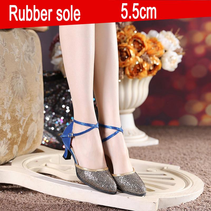 

Взрослая обувь для латиноамериканских танцев Женская обувь для современных квадратных танцев Средний каблук Обувь для социальных танцев Обувь для танцев на мягкой подошве 42 синий