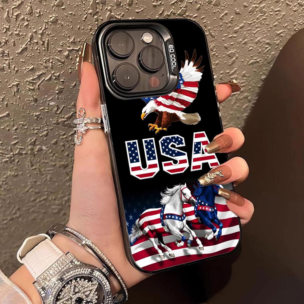 

USA America Flag Translucent Mobile Phone Case for iPhone 17 16 15 14 13 12 11 X XR XS Air Pro Max Plus Colorful Cover iPhone X