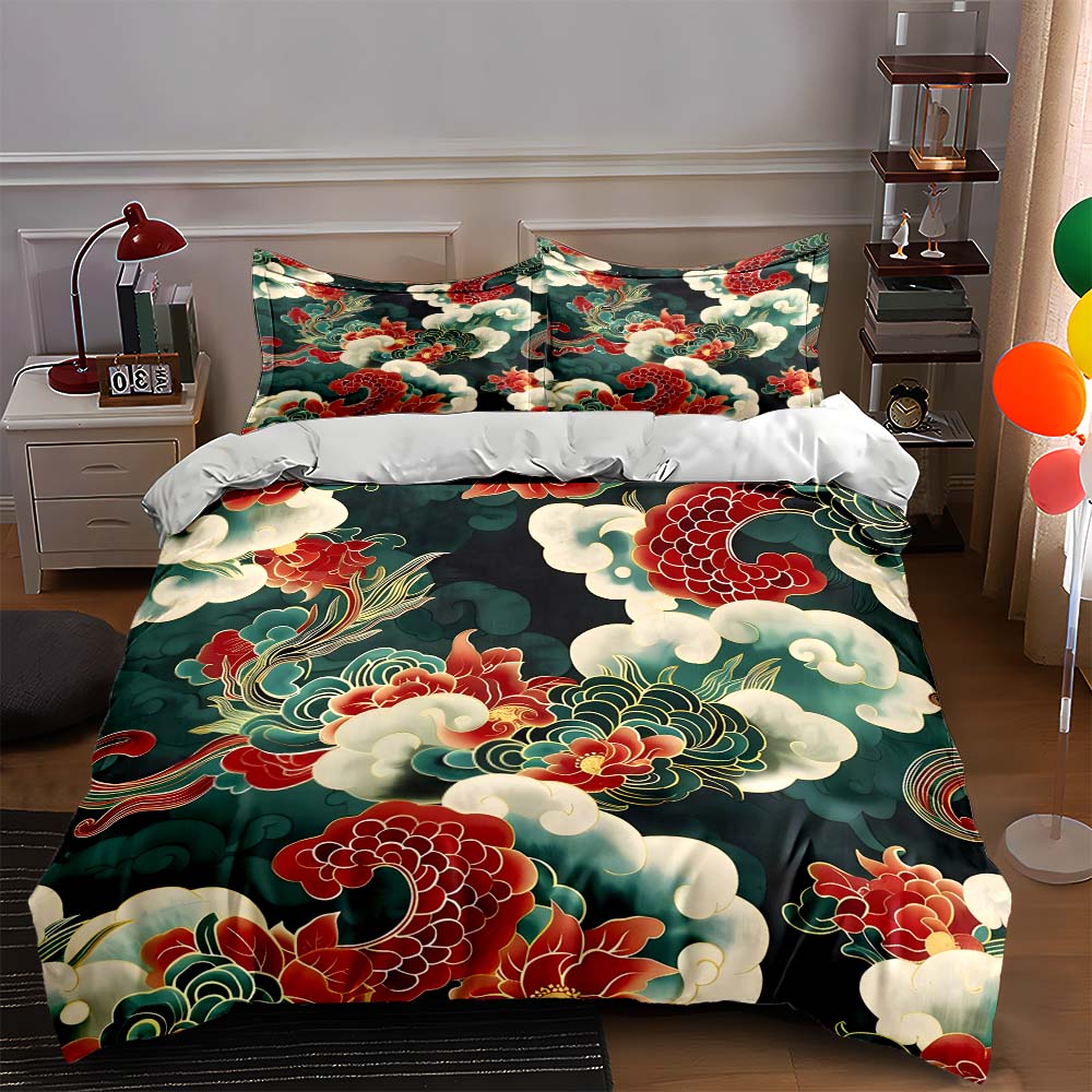 

Dragon-themed floral. Bedding Duvet cover sets Duvet covers Pillowcases gifts (1 * Duvet Cover 2 * Pillowcases, without duvet insert) 135x200cm