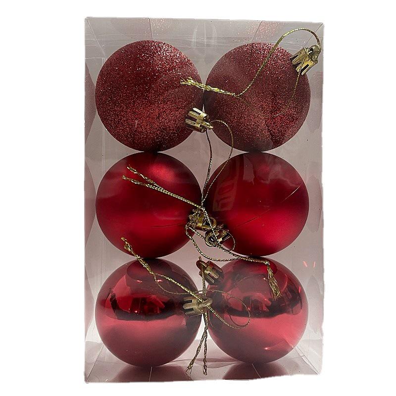 Set di palline di Natale elettroplaccate da 6 cm: 6 pezzi di ornamenti in plastica PS, opachi lucidi, verniciati a polvere, confezionati in scatola di PVC per decorazioni festive.