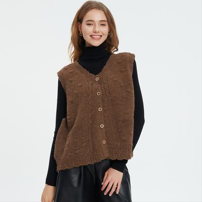 DIMANAF 2025 Winter Plus Size Autumn Women Sleeveless Vest Sweaters Knitting Buttons Oversize Casual Style Loose Sweater