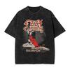 T-shirt Vintage Oversize a Maniche Corte Lavaggio Acido con Stampa Grafica Collage Retro Banda Ozzy Osbourne Blizzard of Ozz