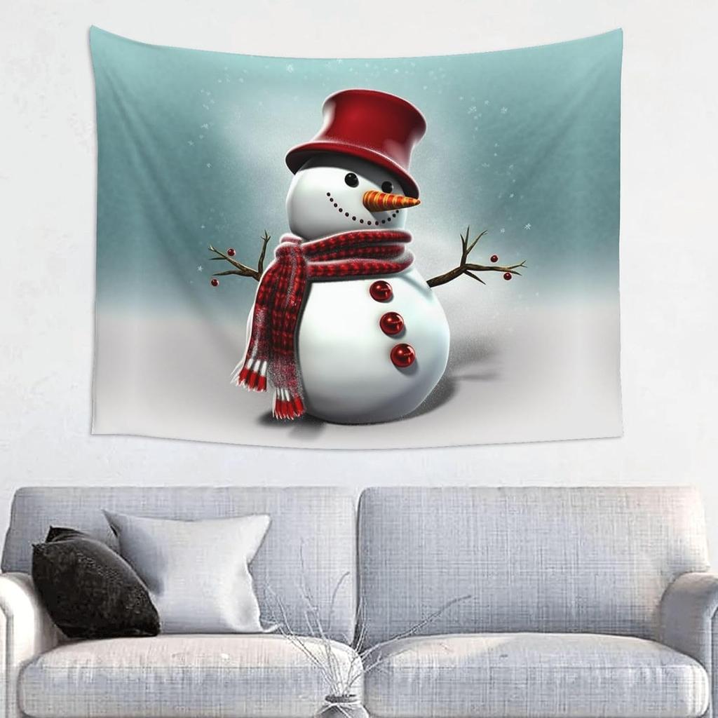 Funny Snowman Printed Winter Theme Tapestry Aesthetic Funny Wide Wall Hanging for Bedroom Living Room Dorm Home Decoration