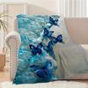 Glam Style Animal Theme Blue Butterfly Print Flannel Throw Blanket - Hypoallergenic, Tear Resistant, Multipurpose All-Season Kni