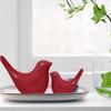 Creative Red Glossy Ceramic Birds Figurines Home Decorations Accessories Party (Pack of 2, Red)