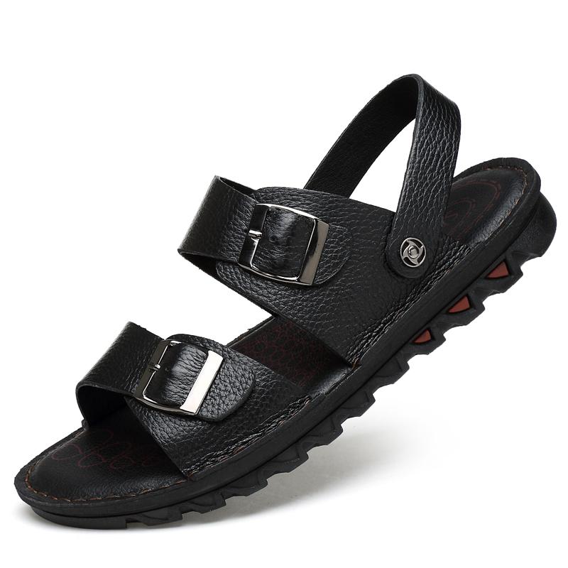 Mens sandals Fashion Summer Outdoors Men's Sandals breathable genuine leather Personality Slip on Large Size Casual Sandals men