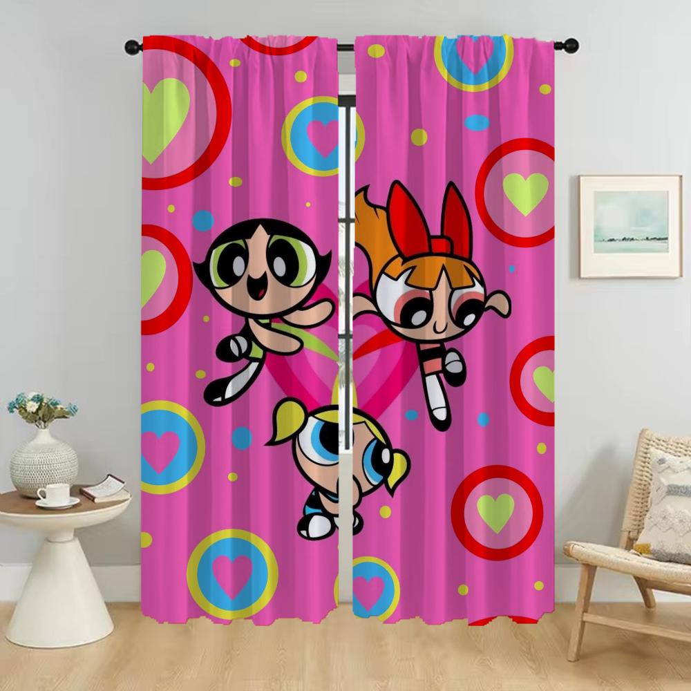 

Powerpuffs Window Curtain for Room 2 Panel Curtains for Bedroom Home Interior Curtains Halloween Decoration Partition Shades W50xH70cmx2pcs-CL
