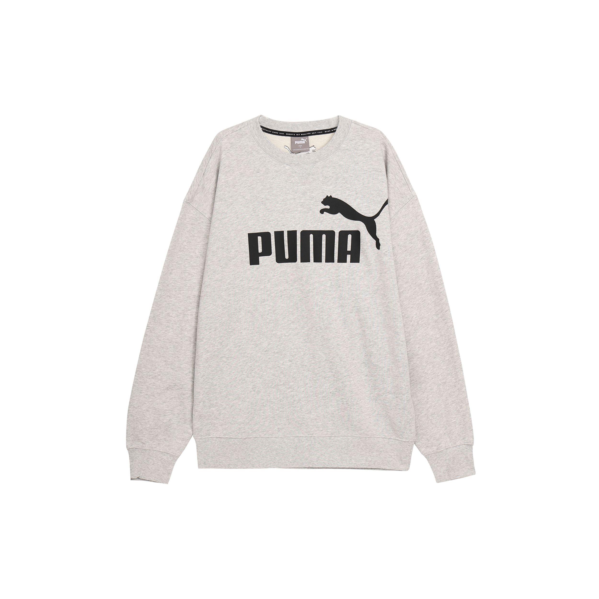 

Puma Вязаный спортивный пуловер с логотипом, с круглым вырезом, винтажная американская толстовка, унисекс, серый 675024-04 XXL