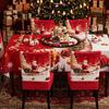 Christmas Chair Cover Tablecloth Set Stretch Santa Print Holiday Dinner Party Decor