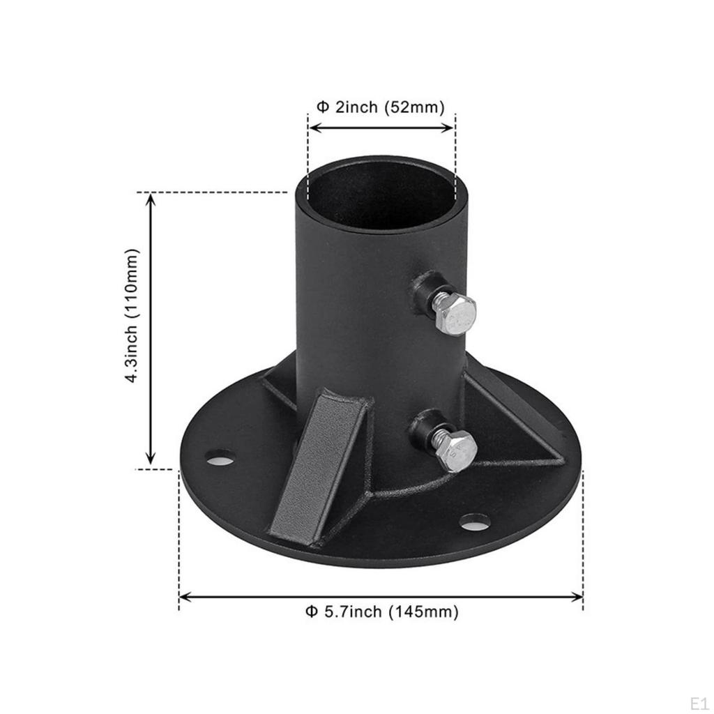 Round Post Floor Flange Powder Coated Anchor Reinforced with Set Screws for