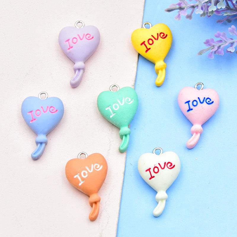 Colorful Resin Heart Balloon Keychain Pendant - DIY Jewelry Accessory