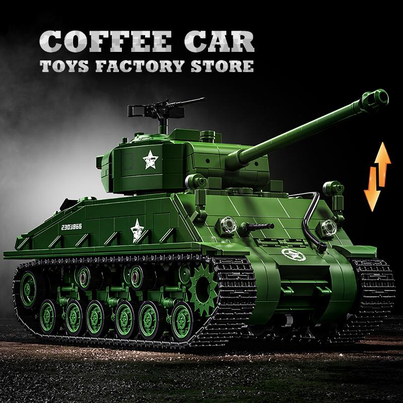 WWII US Army M4 Tank Construction Blocks Puzzle Playthings Collectors M26 Panzer MOC Bricks Military Model Kits Adult Children Birth Date Gifts