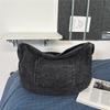 Borsa Hobo in Denim Lavato Vintage con Doppie Tasche Frontali a Pattina Borsa a Spalla Casual Morbida per Donne Quotidiana