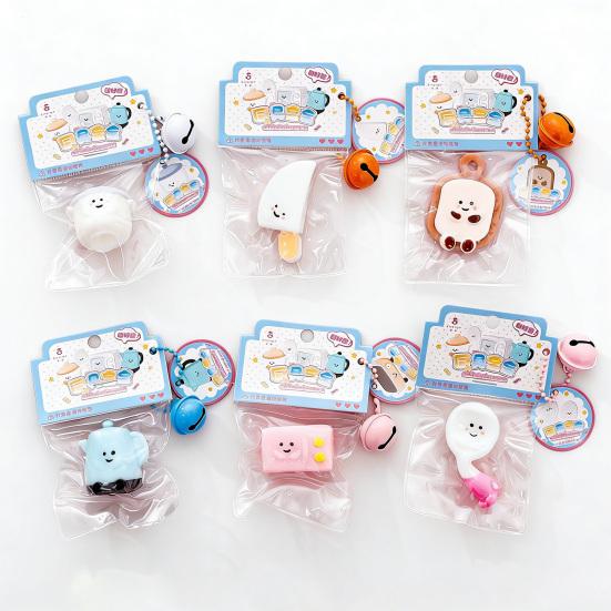 

Cartoon Stationery Squeeze Toy with Bell Ball Chain Stress Relief Slow Rising Kitchenware Sensory Fidget Toy Decompression B