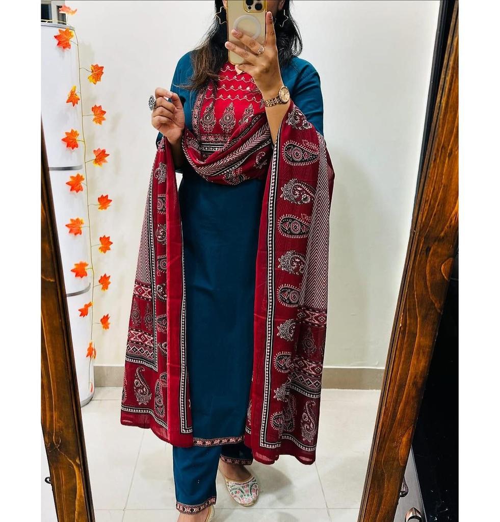 Indisk Bollywood Kurti Salwar Kameez Sett Festantrekk Bollywood Topp Tunika Kurta Buksesett