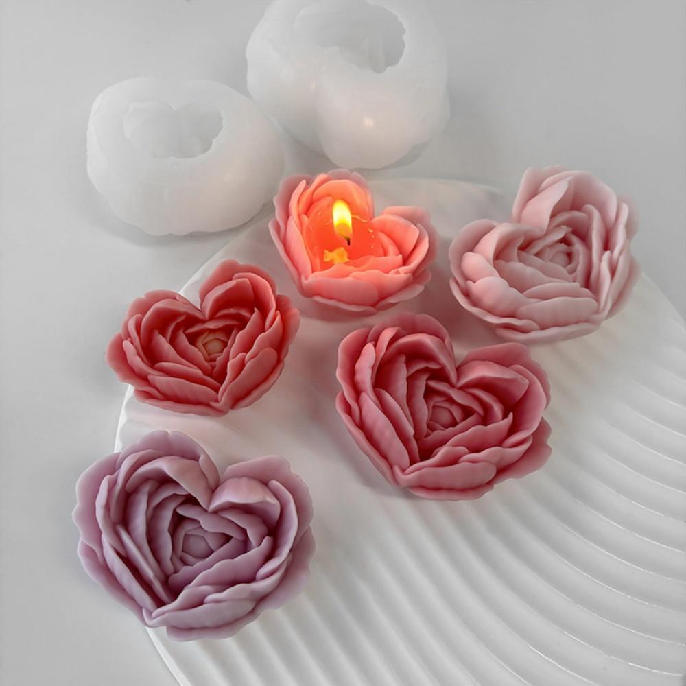 7 Stück Mini Rose Blume Silikon Kerzenform 3D Sukkulente Kaktus Blume Schokolade Fudge Gebäck Backform DIY Kerze Seife Basteln
