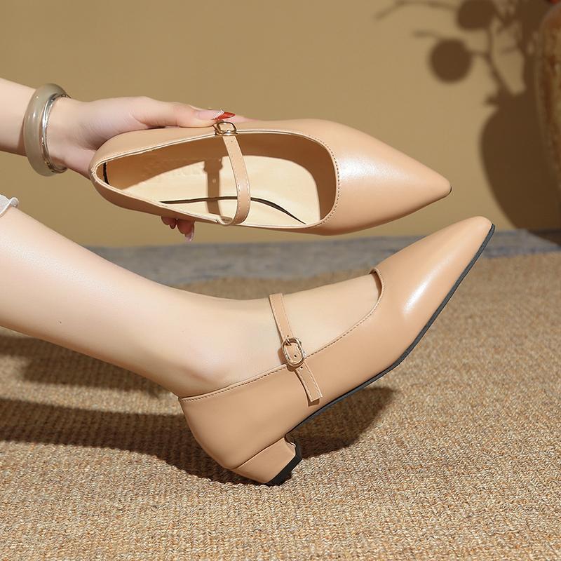 Fashion Ladies Pumps Square Heels Pointed Toe with Medium Women's Shoes On Promotion Casual Non Slip Young Vacation Shoe Wholesale