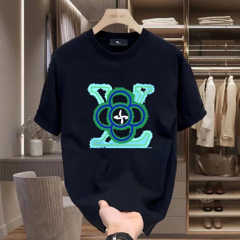 2026  новый хлопковый  весенне-летний легкий люкс модный бренд с принтом футболка для женщин повседневная универсальная футболка с круглым вырезом S