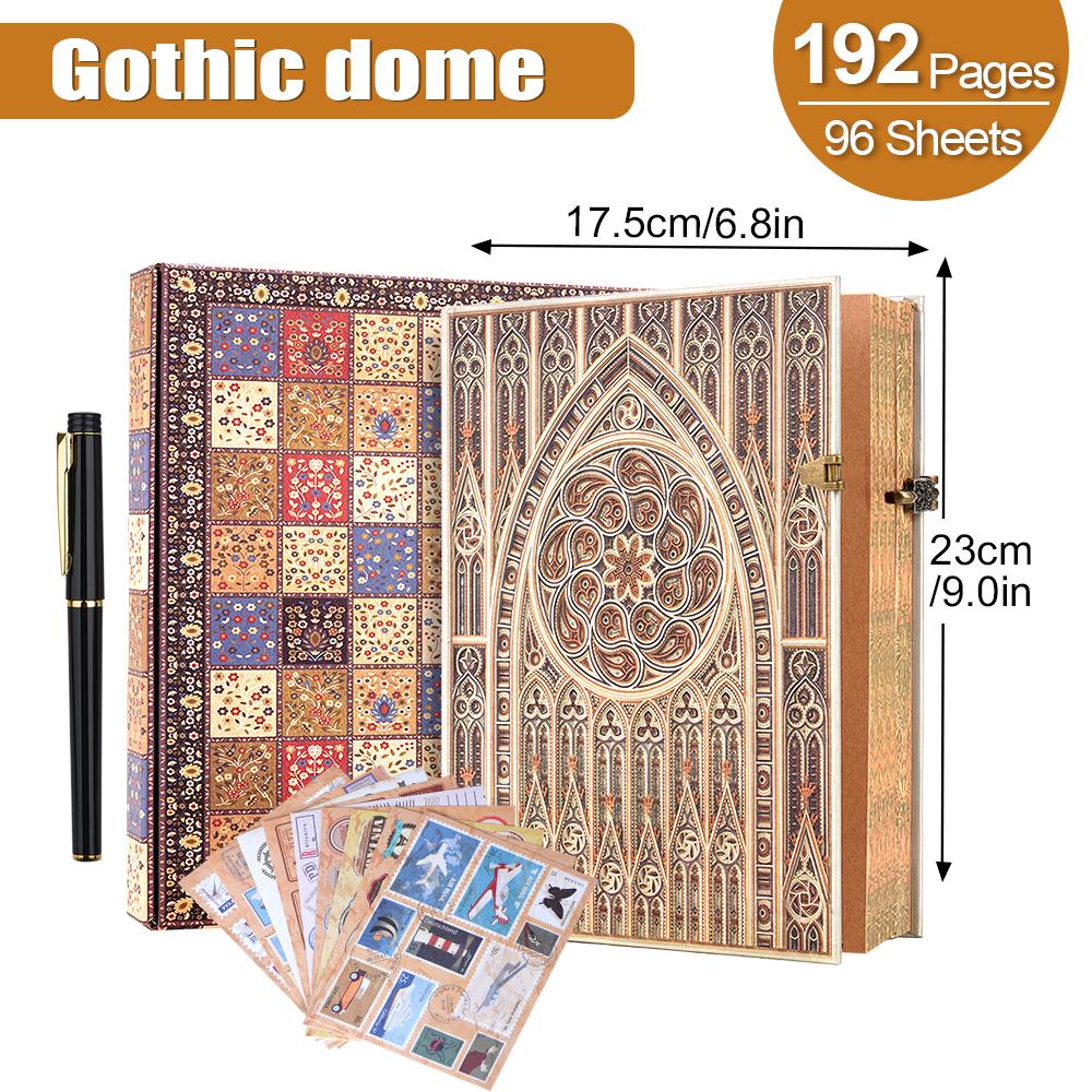 Retro Notebook 8 Style Themes classical notepads creative with copper lock design travel diaries  handbooks personalized gifts