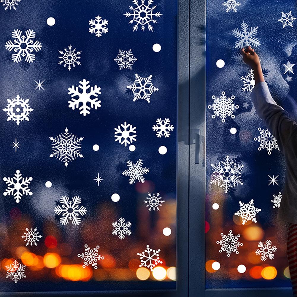 155pcs/9sheets Christmas Snowflake Window Decal Stickers Christmas Window Decorations Ornaments