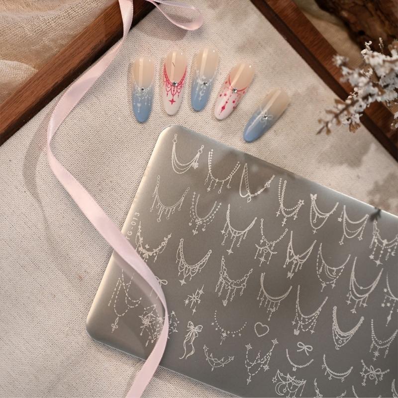 Festival Nail Art Stamping Plate Stainless Steel Texture Necklace Themed for Holiday Nail Decorations and Family Fun