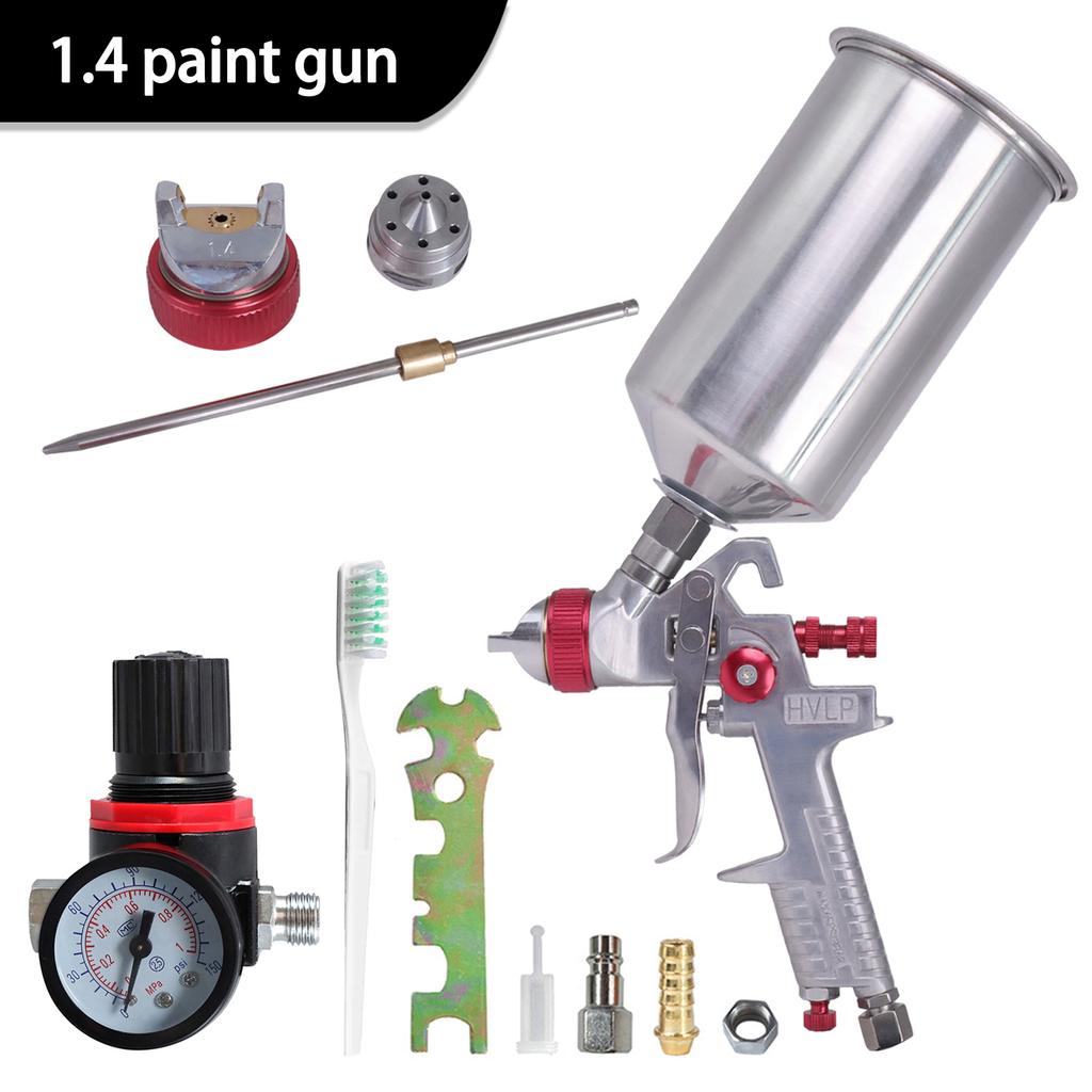 Professional HVLP Air Spray Gun Paint Sprayer 1000ML Gravity Feed Airbrush Kit For Car Furniture Painting - Red H827