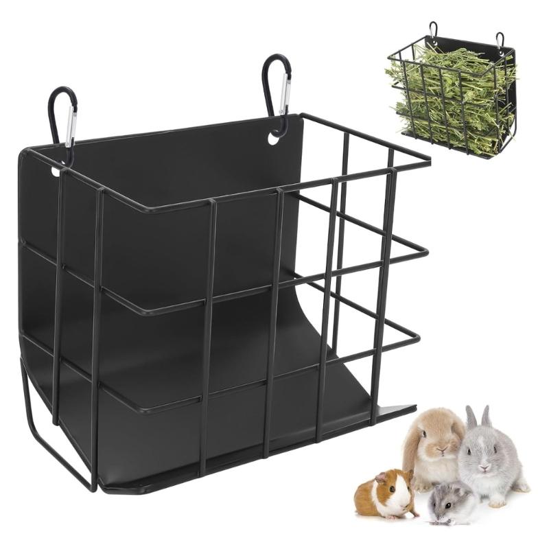 Metal Guinea Pigs Hays Rack Durable Anti Tip Structure Space Saving Cage Feeder For Small Pet