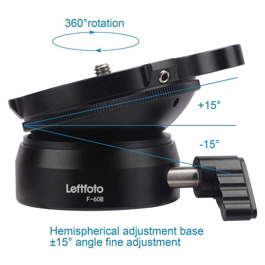 Tripod Leveling Base Half Ball Tilt Up and Down Quickly 15 Degree for Canon Nikon and Other DSLR Cameras Tripod Monopod with Offset Bubble Level