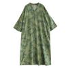 Real Early Autumn New Color Holiday Style Travel V-neck Retro Long Dress Covering Meat Cotton and Linen Dress