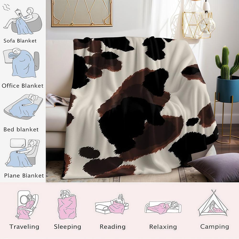 Creme-Kuhfell-Flanell-Decke Warm Weich Halloween Weihnachten Sofa Warm Gemütlich Dekorative Deko Geschenk für Alle Jahreszeiten