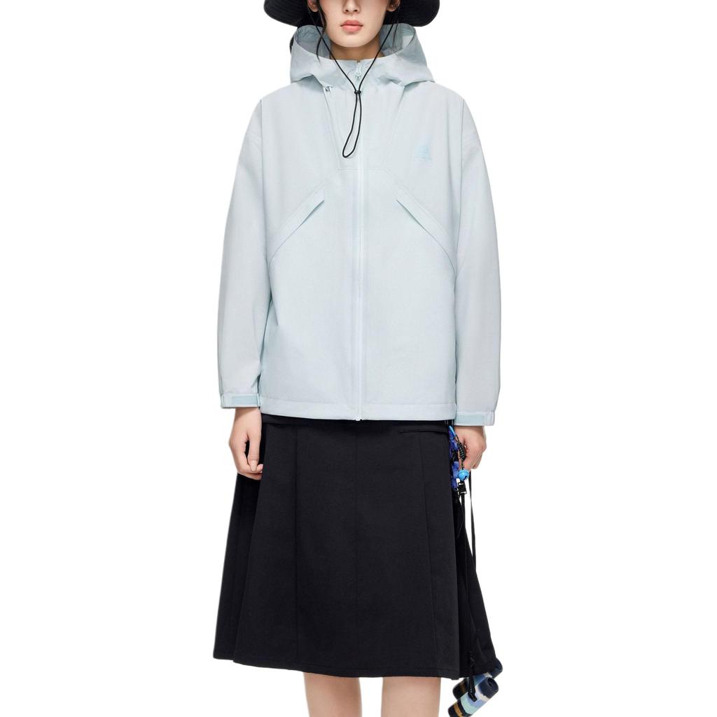 Anta Water Shell LT Windbreaker Series Solid Color Zipper Hooded Outdoor Waterproof Windproof Breathable Jacket Women Jacket 962417601-2