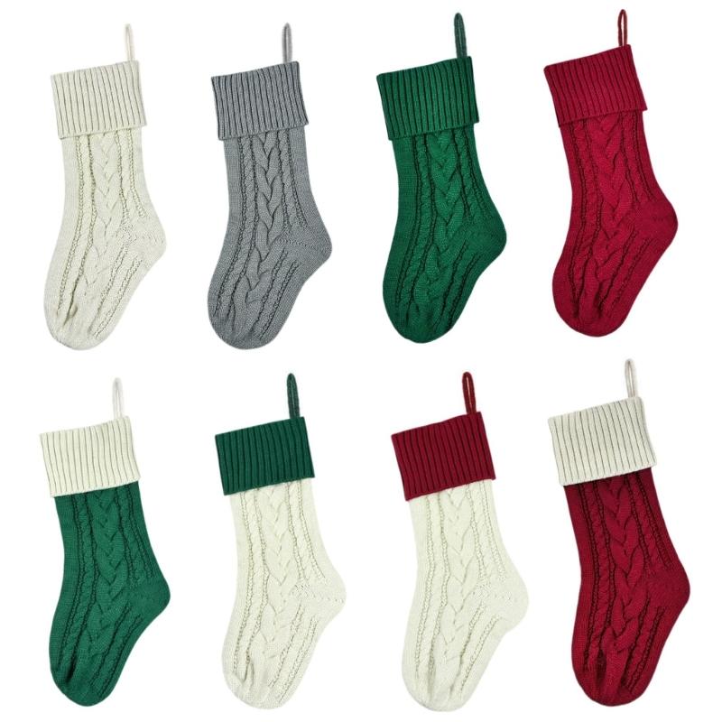 Holiday Stocking Large Capacity Knitted Sock For Christmas Gifts Elegant Reusable Festival Home Decoration