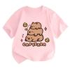 Capybara Girls' T-Shirt Summer Cute Graphic T Shirts O-Neck Girls Short Sleeve Clothing Fashion Casual Tops Children's Clothing