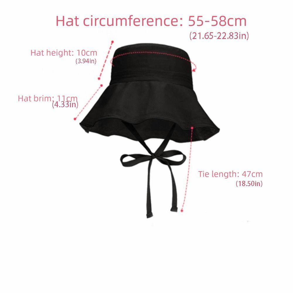 Fashion Lace Up Women Fisherman Hat Ribbon Wide Brim Summer Sun Hat Breathable Solid Color Sunscreen Visor Cap Outdoor