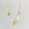 Personalized DIY Knot Rope Chain Lotus Feather Pendant Necklace with Color Retention Sun Wheel