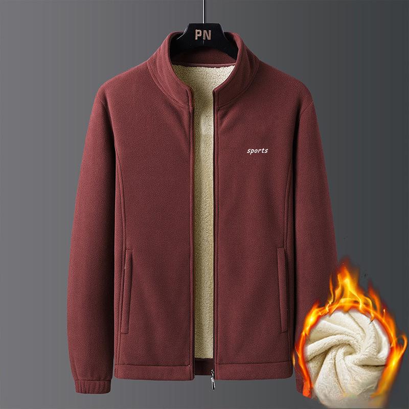 

Autumn and Winter Warm Lamb Wool Middle-aged Men s Stand-up Collar Fleece Sweater Men s Thickened Father s Clothing 5XL