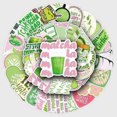 50 Matcha Girl Aesthetic Stickers: Inspirational & Waterproof Green Decoration for Journals