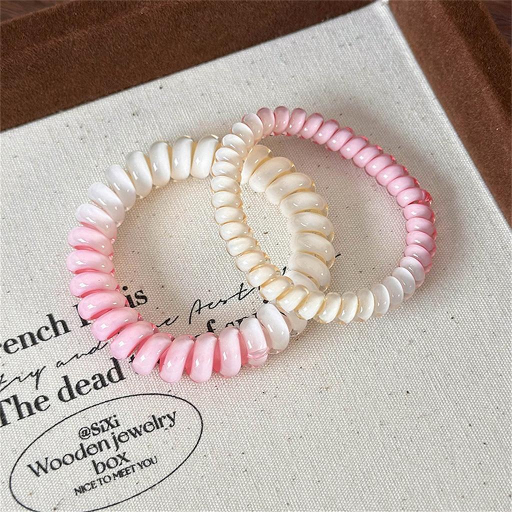 2 Stück Set Telefonkabel Scrunchies Spiralförmige Haargummis Farbverlauf Gummiband Elastisches Haarband Haarschmuck