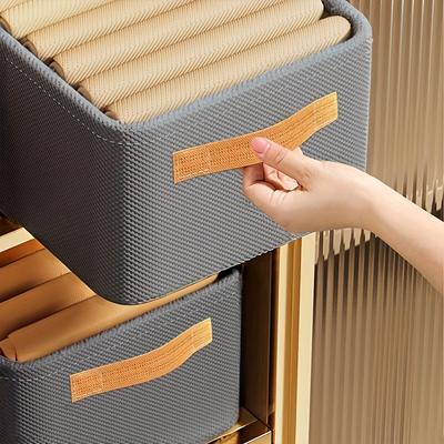 4pz Scatole Classiche in Tessuto per Contenitori con Manici, Pieghevoli Ispessite Contenitori Organizer Multiuso per Vestiti e Organizzazione della Casa, TNT, Grigio
