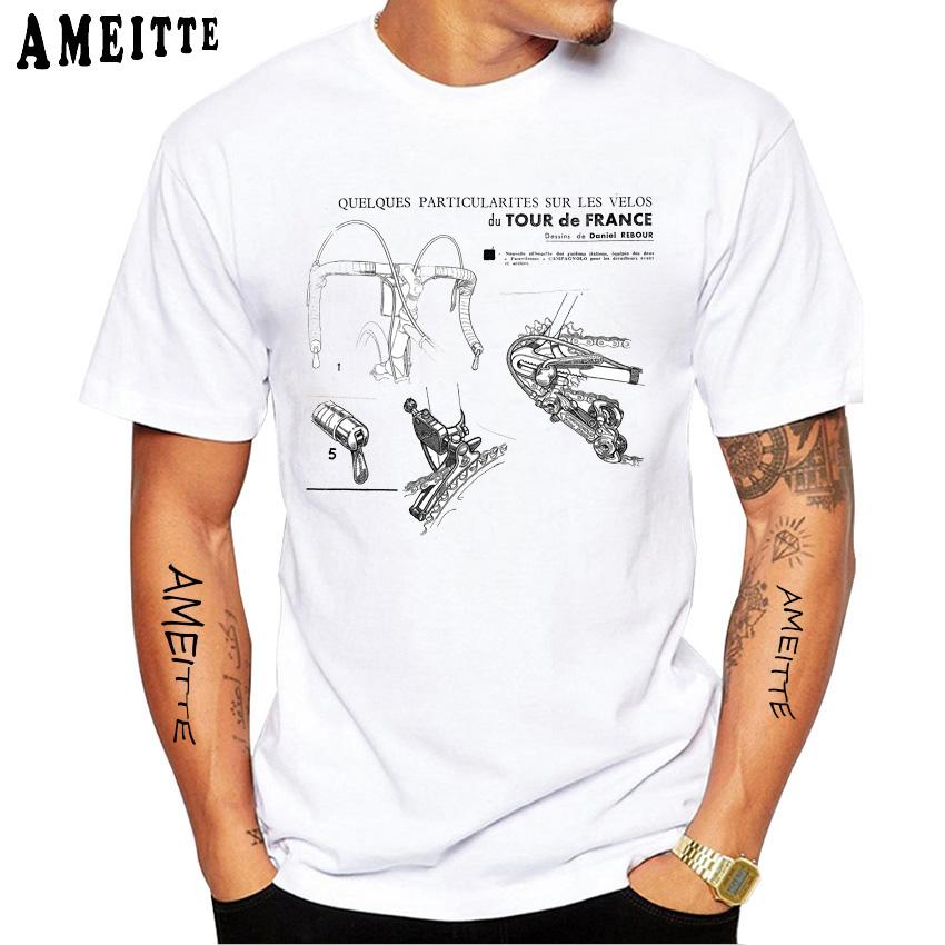 Disassemble Bicycle Parts Design T Shirt Summer Fashion Men Short Sleeve Funny Bike Print Boy