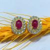Sace Gems Earrings for Women 925 Sterling Silver 4*6MM Natural Ruby Stud Earrings Wedding Party Fine Jewelry