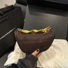 Summer Half-Moon Beach Straw Shoulder Bags Women's Straw Bucket Bag Purse Woven Straw Handbags Casual Tote Crossbody Bag