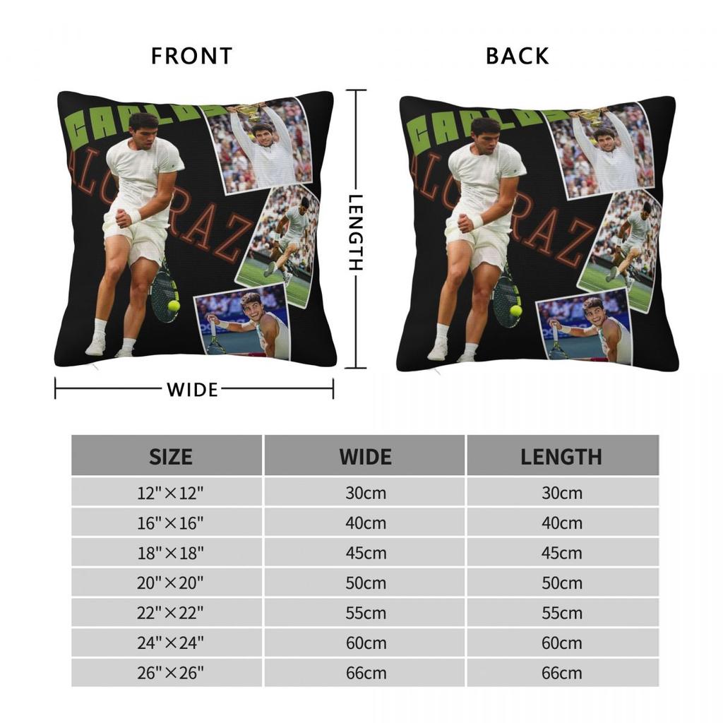 Carlos Alcaraz Tennis Square Pillowcase Polyester Linen Velvet Printed Zip Decorative Pillow Case Sofa Cushion Cover