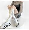 Korean Casual Balletcore Sock for Girl Sheer White Knee-High Stockings Adjustable Ribbon Bow Ties Romantic Bow Accent Legwear