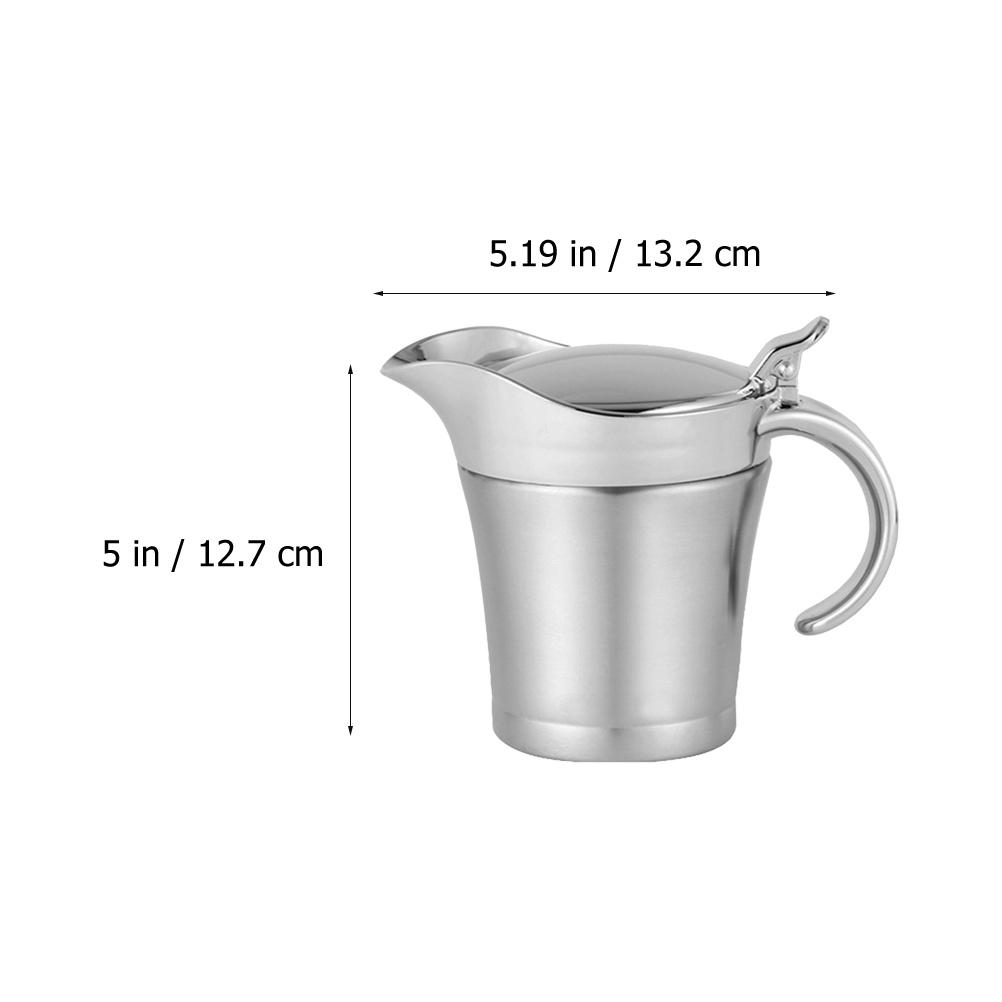 450ml Stainless Steel Sauce Dispenser Double Insulated Gravy Boat With Hinged Lid For Restaurant Household Vinaigrette